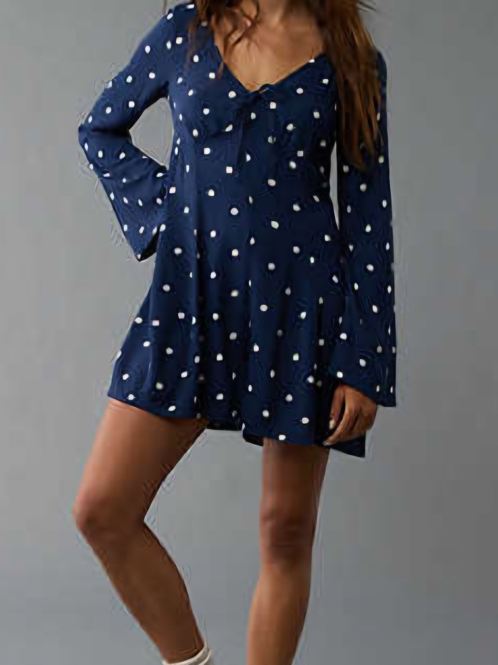 American Eagle Outfitters Navy Blue Polka Dot Romper